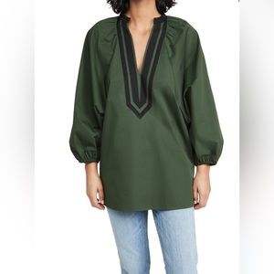 Tory Burch Puffed Sleeve Tunic in Banyan Green